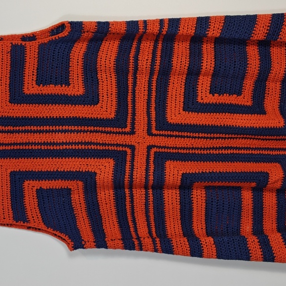 FRNCH NWT Cybille Sleeveless Crochet Jacket Vibrant Orange and Blue Knit Medium - Picture 13 of 16